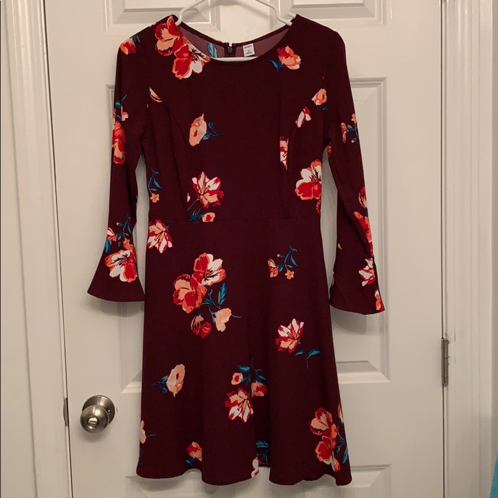 Maroon Old Navy Floral fit and flare dress
